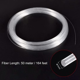 sourcing map PMMA Ends Glow for LED Light Guide in Home, Hotel Fiber Optic Cable Transparent 1mm 50M