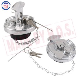 HQS 2x Chrome Lever Style Locking Fuel Cap 4" For Peterbilt 600212