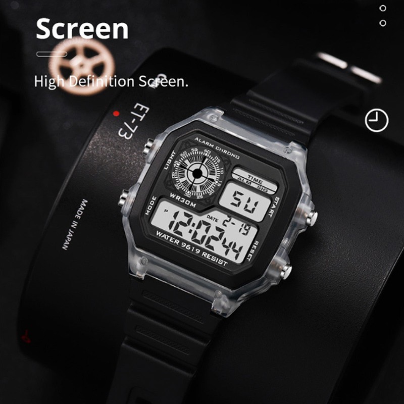 Electronic Sports Watch 12 24 Hours Waterproof Digital Wrist Watch