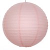 12 x 12" Pink round paper lantern with wire ribbing