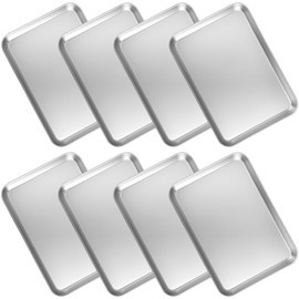 IJRPLM 6 Pack Baking Sheet Stainless Steel, 8 x 5 Inch Small Baking Sheets, Rectangle Cookie Sheets, Small Metal Sheet Pans for Kitchen, Hand Project, Smooth Polished