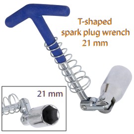 AERZETIX - C68526 - Socket wrench for spark plugs 21 mm with "T" handle - joint spring swivel head - tool for removing spark plugs - made of carbon steel