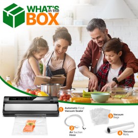 NutriChef Vacuum Sealer | Automatic Vacuum Air Sealing System For Food Preservation w/ Starter Kit | Compact Design | Lab Tested | Dry & Moist Food Modes | Led Indicator Lights