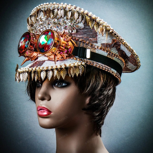 ILOVEMASKS Military Burning Man Top Hat with Kaleidoscope 3D Goggle