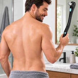 Electric Back Shaver for Men, Foldable Long Handle Body Groomer, Battery Powered
