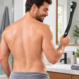 Electric Back Shaver for Men, Foldable Long Handle Body Groomer, Battery Powered