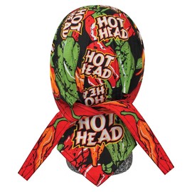 Orange Flames Green Black Hot Head Peppers Head Wrap Durag Doo Rag Biker Skull Cap Hat Helmet Liner Moisture Wicking Sweatband