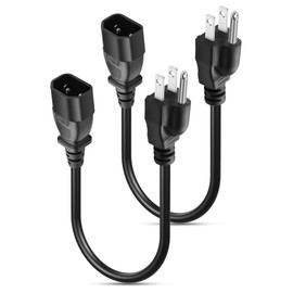 CERRXIAN Standard Computer Short Power Adapter Cord NEMA 5-15P to IEC320 C14 Cable 18AWG,10A 125V, Black - 1FT / 0.3M (2)