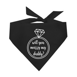 Will You Marry My Daddy? Dog Bandana | 100% Cotton Triangle | Made in USA | Wedding Photo Prop | Bridal Shower | Engagement Announcement | Black, X-Small (50)