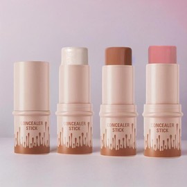 Highlighter & Bronzer & Blush Stick, 3 Counts/set Long Lasting Waterproof Concealer Stick, Bronzer Stick, Multi-color Natural Shade Stick for Makeup, Birthday Gift, Fall Gift, Shop Tiktok Shop, Christmas Gift - Color: set4, Specification: 3pcs