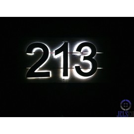 4 Inch House Numbers 6000k LED, Modern Address Signs for Homes | by JELSCO (2, Arial Stainless)