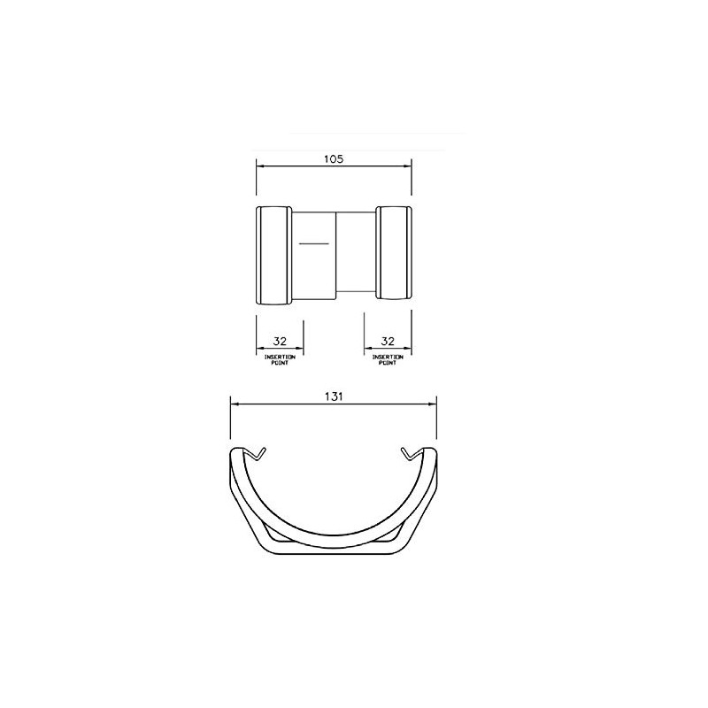 FLOPLAST 114mm Square to 112mm Round Gutter Adapter - Black