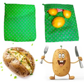 KR. LIF Microwave Potato Bag 2 Pack Potato Express Microwave Bag for Baked Potatoes – Quick and Easy Microwave Cooker for Fluffy Potatoes