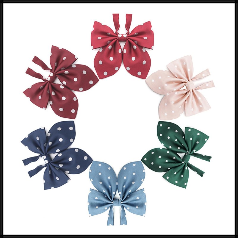 White Fang NC074 Women's Polka Dot Ribbon, Uniform, Students, Bowtie,