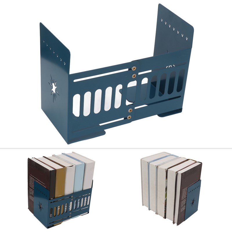 Retractable Book Ends Blue Sturdy Durable High Stability Retractable Elegant