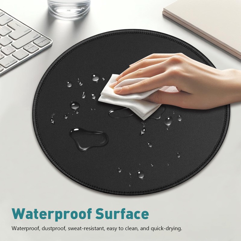 5-Pack Round Mouse Pads with Stitched Edge, Premium-Textured, Non-Slip, 8.7