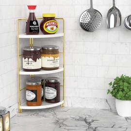 JANUS LiANG 3-Tier Bathroom Organizer Countertop - Makeup Organizer Cosmetic Holder Corner Storage Shelf Kitchen Spice Rack Standing Counter Shelf for Vanity, Bathroom, Bedroom, Kitchen