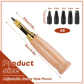 ENCHOL Adjustable Japanese Screw Hole Punch, Leather Screw Punch, Craft Punch Automatic Belts Punch with 5 Punches, Used for DIY Craft Sewing Leather Punching