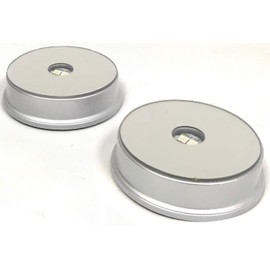 Amlong Crystal Merchandise Display Base (Not Rotating or Spin), LED Lighted, Mirrored Top, 3 Color Changing Lights, Silver (Set of 2)