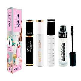 Anlett Kit de Máscaras para Pestañas, Set de 4 Productos, Volumen y Definición, Negro