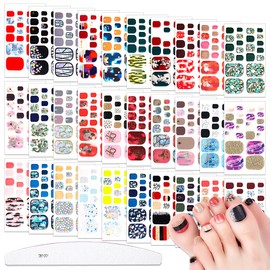 XEAOHESY 660 Pieces 30 Sheets Marble Toe Nail Polish Strips Nail Art Stickers Decals for Girls Women Self-Adhesive Shell Sequins Design Toe Nail Polish Stickers Full Wraps Set with Nail File