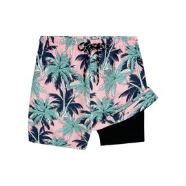 XYKJFIT Swim Trunks Mens 5 Inch Inseam Compression Liner Men Bathing Suit Zipper Pocket Board Shorts Stretch Men's Swimming Suits