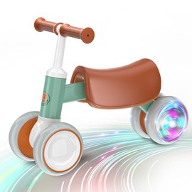 Colorful Lighting Baby Balance Bike Perfect Toy Gift for 1.5 Year Old Boys Girls, 18-36 Months Toddler Balance Bike,1st Birthday Gifts - Color: Green