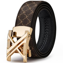 VANNANBA Designer Belts for Men With Letter Buckle, Ratchet Belts with Automatic Buckle with Gift Box