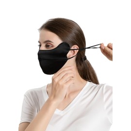 MOROUTLINE UPF 50+ Pure Silk Face Cover Breathable UV Protection Sunscreen Mask Reusable Sport Face Scarf Mask Black
