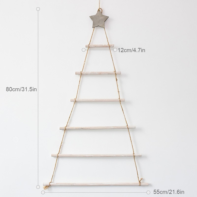 Wooden Hanging Ornaments with Star and Rope Decoration for Wall