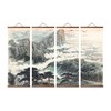 jszip Traditional Chinese Landscape Wall Art, 4-Panel Scroll Canvas Print,