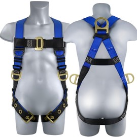 TRSMIMA Safety Harness Fall Protection - Men Full Body Construction Roofing Work Belt with 5 Point Adjustment Back D-Ring Grommet Legs ANSI