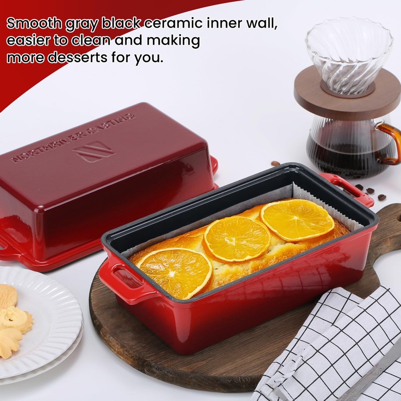 Northriver Casting 9x5 Inch Enameled Cast Iron Loaf Pan with