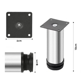Youery Set of 8 50 x 100 mm Adjustable Furniture Feet, Stainless Steel Furniture Feet, Table Legs, Furniture Legs, Base Feet, Table Foot, Couch Feet, Bed Feet, Adjustable Height 0-15 mm, Maximum Load