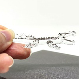 Sansukjai Crocodile Alligator Micro Tiny Figurines Hand Blown Glass Art Animals Collectible Gift Home Décor (Clear Crocodile)