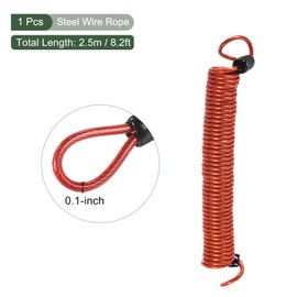YOKIVE 1 Pcs Security Steel Cables, Coated Baggage Spring Lock Wire Rope with Double Loop | Great for Luggage, Bicycles, Doors (Red, 2.5mmx2.5m)