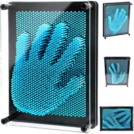 Pin Art Toy, 3D Pin Art Impression Toy Blue Pin Art 3d Pin Sculpture for Adults Children Home Office Decoration (Blue-S)