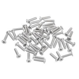 sourcing map M1.6-0.35 x 6 mm, Pack of 50 Flat Round Head Screws 304 Stainless Steel Phillips Drive Machine Screws Hardware Fastener for Furniture Connection