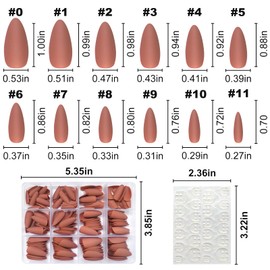 Lifextol 240PC Almond Press on Nails Medium Legnth Fake Nails Matte Almond Nails Press on Nail Short Stiletto False Nail Tips Colored Brown Artificial Fingernail & Nail Glue Ahdesive Tabs for Women