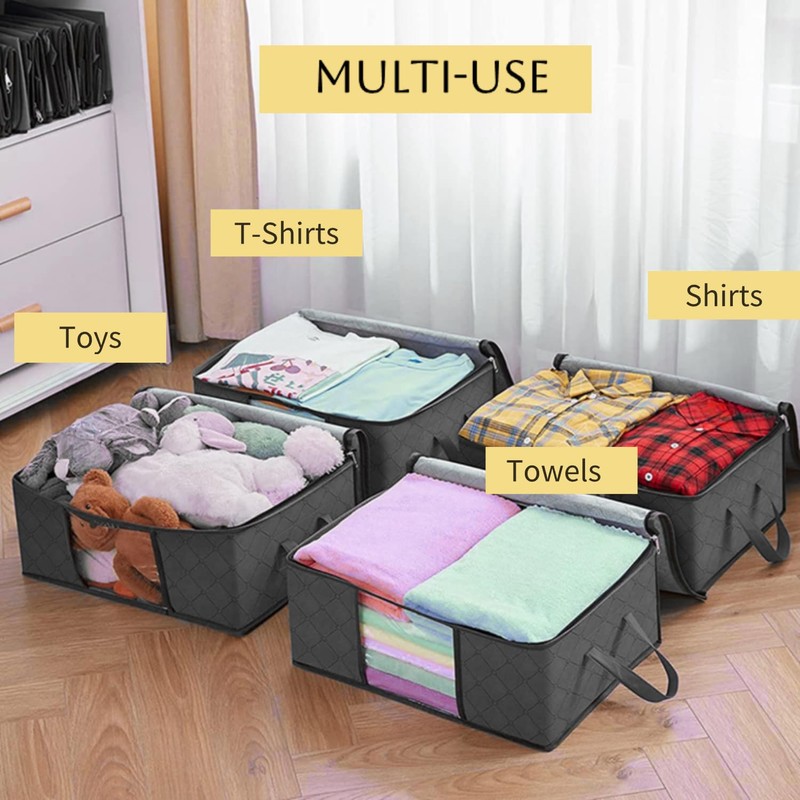 EvanGrinzia 6 Pack Clothes Storage Bag, Foldable Storage Bin Closet