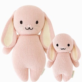 cuddle+kind Baby bunny (rose) 7" hand-knit doll - gives 5 meals, fair trade, heirloom quality, 100% cotton yarn