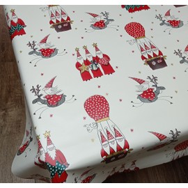 Karina Home Santa Lapland Christmas PVC Wipe Clean Tablecloth (White, 180cm x 140cm)