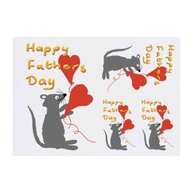 4 x 'Happy Fathers Day Mouse' Temporary Tattoos - Water Resistant, Skin-Safe, Non-Toxic Transfers, Mixed Sizes (TO00073214)