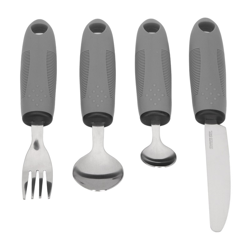 4Pcs Adaptive Utensils Weighted Non Slip Rubber Handle for Hand