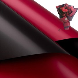 20 Pcs Black/Wine red Double Sided Color Flower Wrapping Paper,Waterproof Valentine's Day Bouquet Wrapping Paper 23x23Inch Used for DIY Crafts, Gift Packaging, Flower Shop Bouquet Packaging