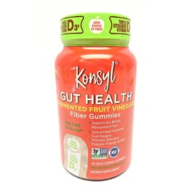 Konsyl Gut Health Fermented Fruit Vinegars Fiber Gummies 56ct EXP:06/25 Non-GMO