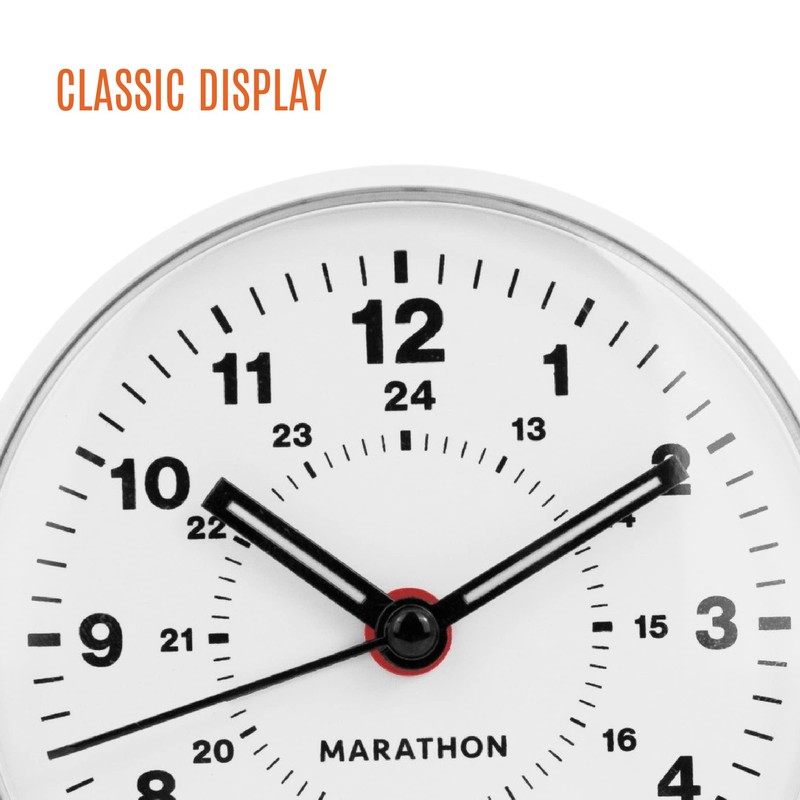 MARATHON CL034001WH Mechanical Wind-Up Alarm Clock (White)