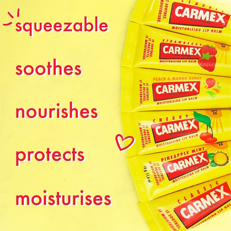 Carmex Cherry, Classic & Strawberry Tube 3-Pieces Mixed Pack SPF15,