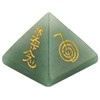 Shanxing Green Aventurine Crystal Pyramid,Healing Stone Engraved Reiki Symbols Decoration