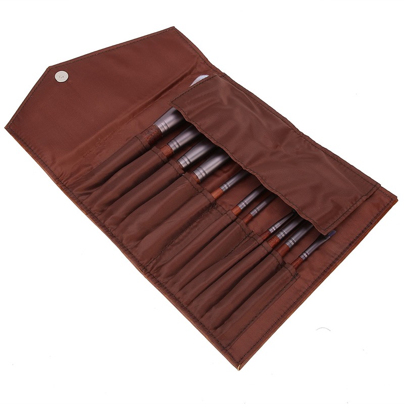 11pcs Artificial Fiber Brush Hair Wooden Handle Facial Makeup Brushes
